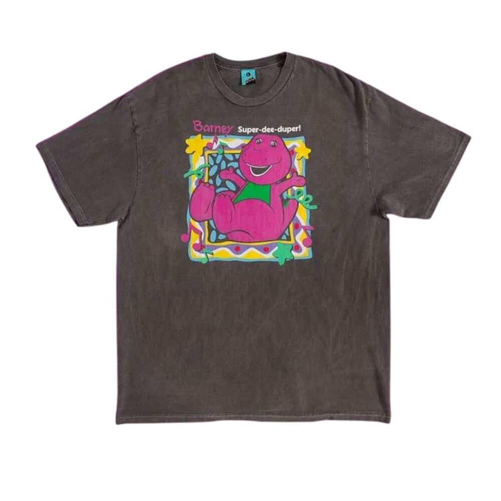 Barney Unisex Adult Super Dee Duper T-Shirt / Charcoal